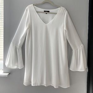 Lulu’s Far Wanderings Ivory LongSleeve Shift Dress